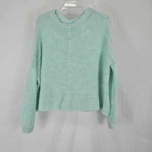 Wooden Ships Chunky Knit Boatneck Sweater Size S/M in Aqua Blue